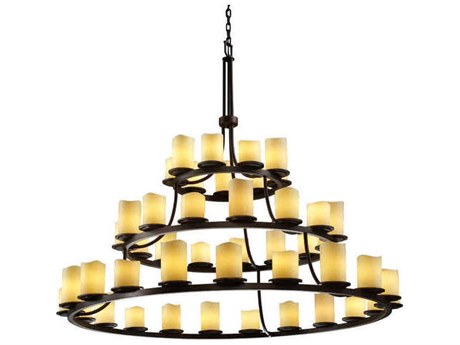 Justice Design Group Candlearia 45-Light Bronze Cylinder Tiered Chandelier