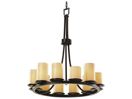 Justice Design Group Candlearia 12-Light Black Cylinder Chandelier