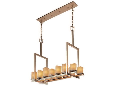 Justice Design Group Candlearia 14-Light Nickel Cylinder Island Pendant