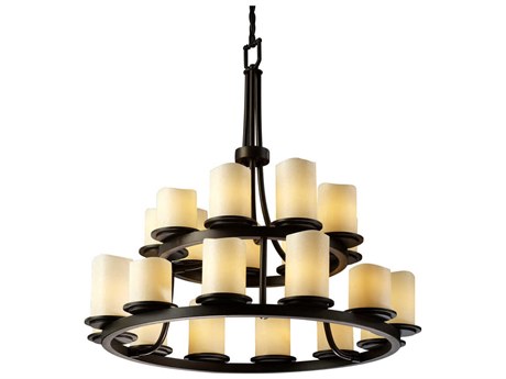 Justice Design Group Candlearia 21-Light Black Cylinder Tiered Chandelier