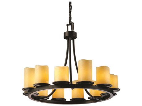 Justice Design Group Candlearia 12-Light Black Cylinder Chandelier