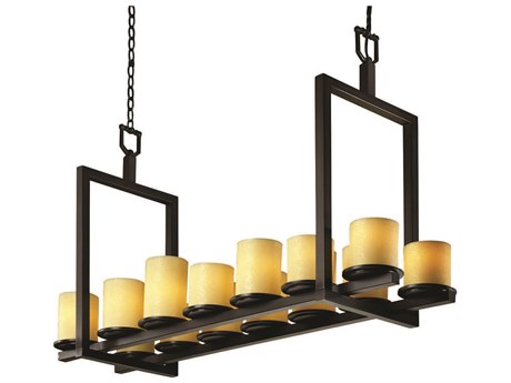 Justice Design Group Candlearia 14-Light Black Cylinder Island Pendant