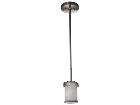 Justice Design Group Textile 1-Light Nickel Cylinder Mini Pendant