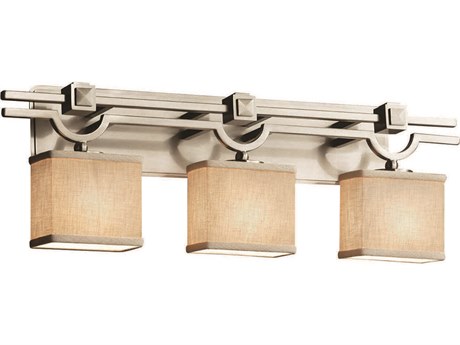 Justice Design Group Textile 3-Light Nickel Vanity Light