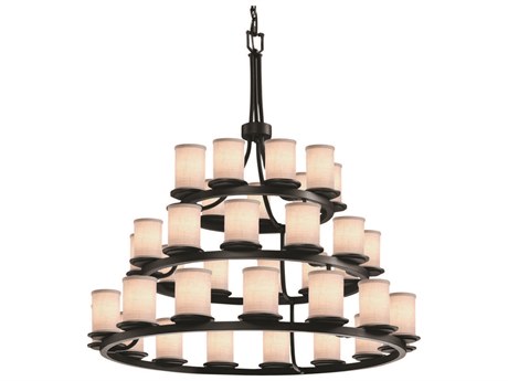 Justice Design Group Textile 36-Light Black Cylinder Tiered Chandelier