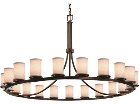 Justice Design Group Textile 21-Light Bronze Cylinder Chandelier