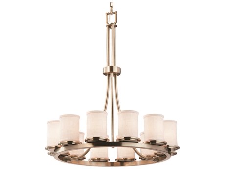 Justice Design Group Textile 12-Light Nickel Cylinder Chandelier