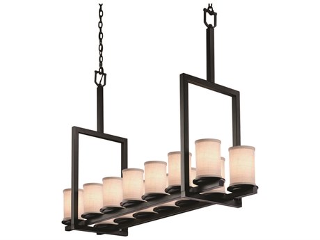 Justice Design Group Textile 14-Light Black Cylinder Island Pendant
