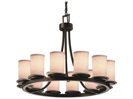 Justice Design Group Textile 12-Light Bronze Cylinder Chandelier