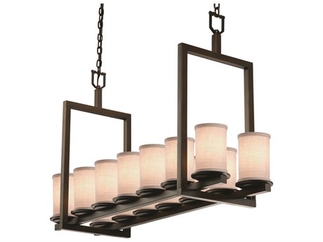 Justice Design Group Textile 14-Light Bronze Cylinder Island Pendant