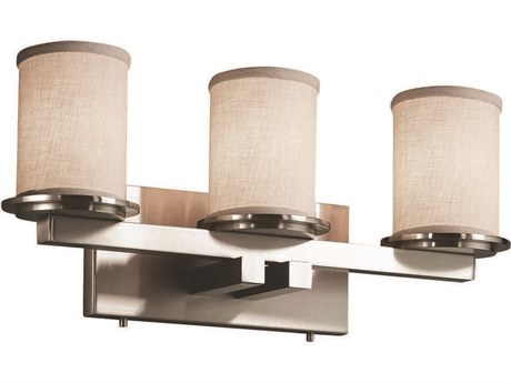 Justice Design Group Textile 3-Light Nickel Vanity Light