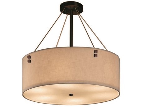 Justice Design Group Textile Black Drum Pendant