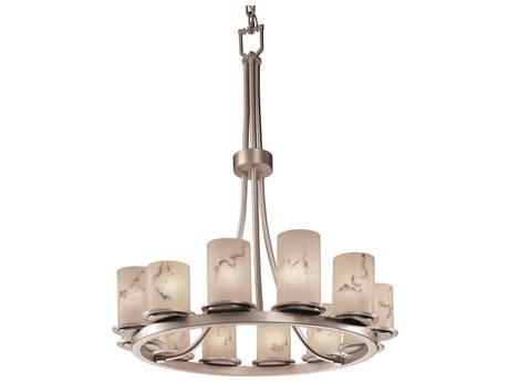 Justice Design Group Lumenaria 12-Light Nickel Cylinder Chandelier