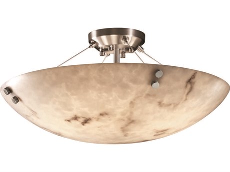 Justice Design Group Lumenaria 3-Light Nickel Bowl Semi Flush Mount
