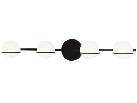 Justice Design Group Fusion 4-Light Black Glass LED Vanity Light