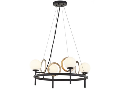 Justice Design Group Fusion 4-Light Matte Black Brass Glass LED Globe Chandelier