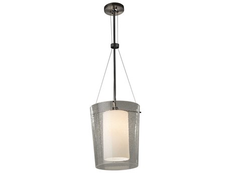 Justice Design Group Fusion Black Glass Cylinder Drum Mini Pendant
