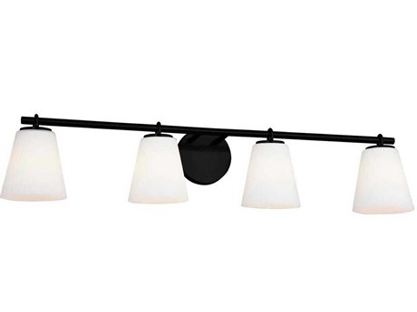 Justice Design Group Fusion 4-Light Matte Black Glass Vanity Light