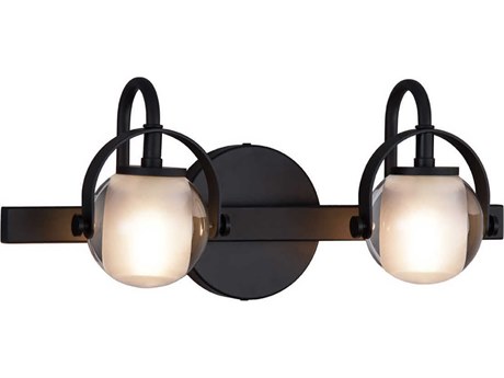 Justice Design Group Fusion 2-Light Black Glass LED Vanity Light