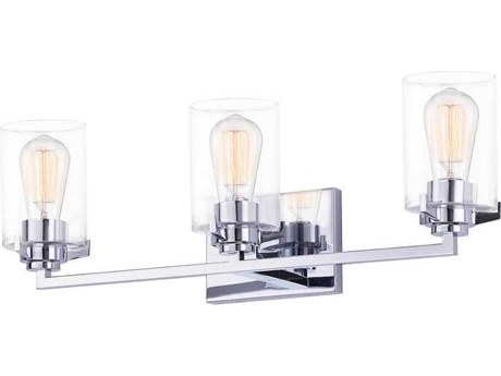 Justice Design Group Fusion 3-Light Polished Chrome Glass Vanity Light