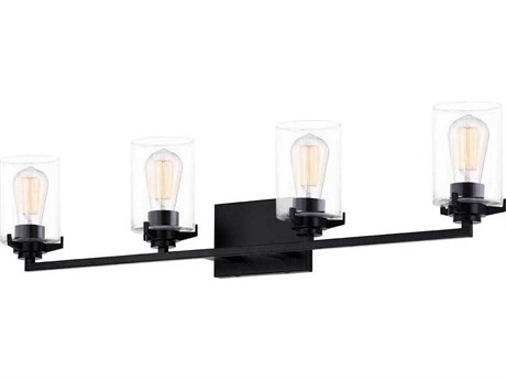 Justice Design Group Fusion 4-Light Matte Black Glass Vanity Light
