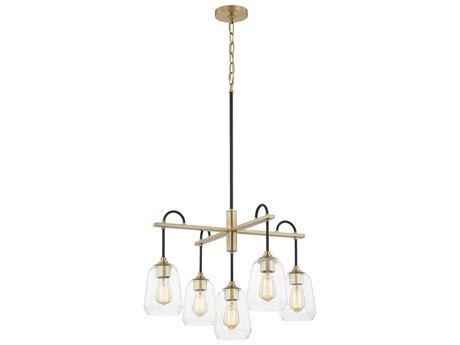 Justice Design Group Fusion 5-Light Matte Black Brass Glass Bell Chandelier
