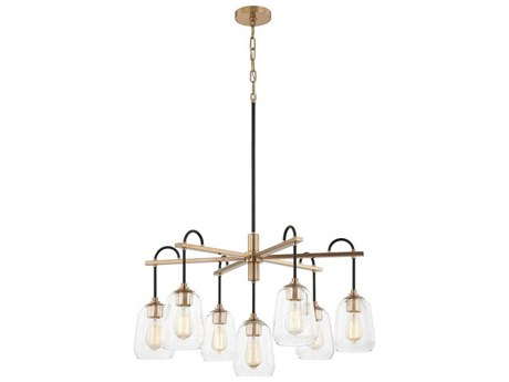 Justice Design Group Fusion 7-Light Matte Black Brass Glass Bell Chandelier