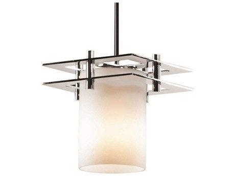 Justice Design Group Fusion 1-Light Nickel Glass Cylinder Mini Pendant