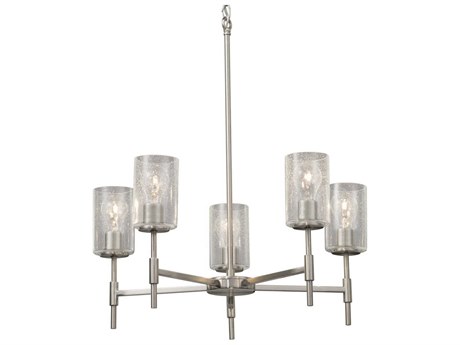 Justice Design Group Fusion 5-Light Nickel Glass Cylinder Chandelier