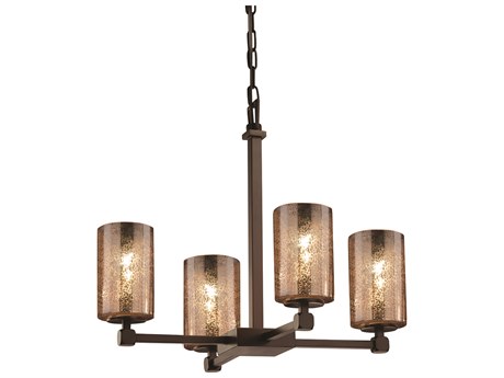 Justice Design Group Fusion 4-Light Bronze Glass Cylinder Chandelier