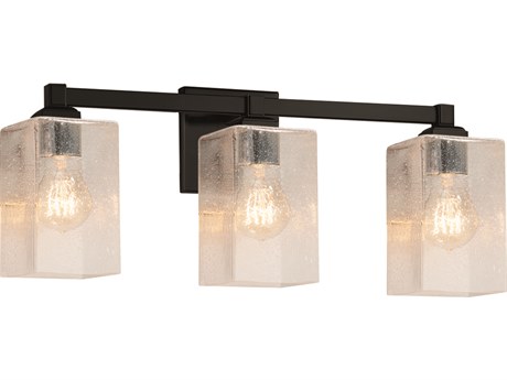Justice Design Group Fusion 3-Light Black Glass Vanity Light