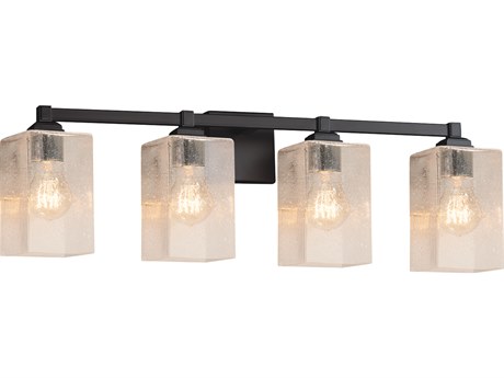 Justice Design Group Fusion 4-Light Black Glass Vanity Light