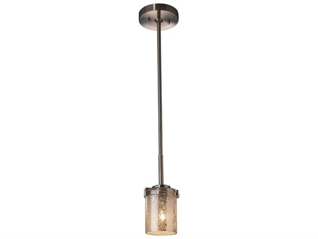 Justice Design Group Fusion 1-Light Nickel Glass Cylinder Mini Pendant