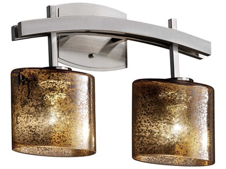 Justice Design Group Fusion 2-Light Nickel Glass Vanity Light