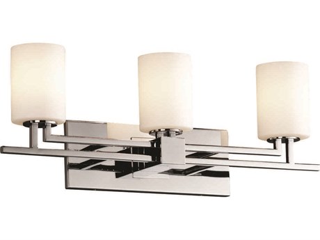 Justice Design Group Fusion 3-Light Nickel Glass Vanity Light