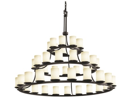 Justice Design Group Fusion 45-Light Black Glass Cylinder Tiered Chandelier