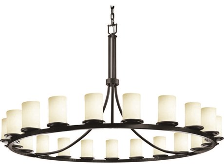 Justice Design Group Fusion 21-Light Black Glass Cylinder Chandelier