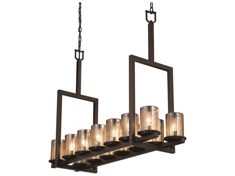 Justice Design Group Fusion Bronze Glass Cylinder Island Pendant