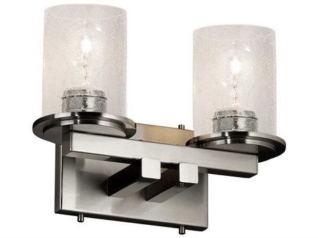 Justice Design Group Fusion 2-Light Nickel Glass Vanity Light