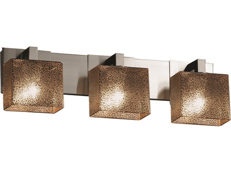 Justice Design Group Fusion 3-Light Nickel Glass Vanity Light