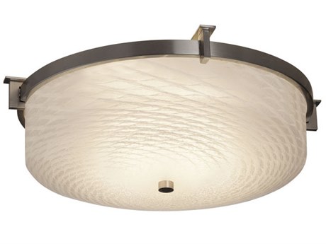 Justice Design Group Fusion Nickel Glass Round Flush Mount