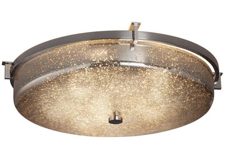 Justice Design Group Fusion Nickel Glass LED Round Flush Mount