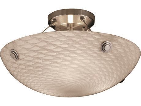 Justice Design Group Fusion 3-Light Nickel Glass Bowl Semi Flush Mount