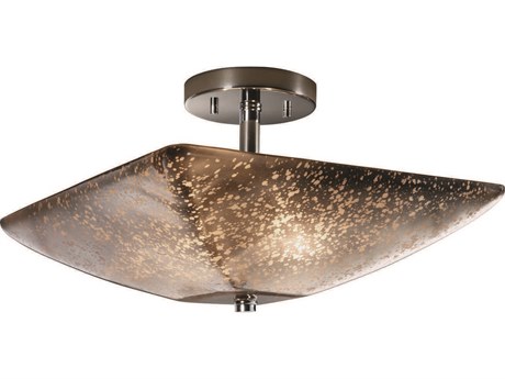 Justice Design Group Fusion 2-Light Nickel Glass Bowl Semi Flush Mount