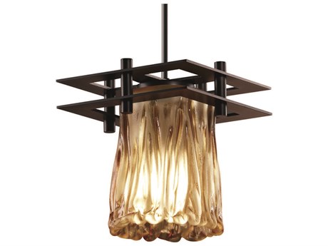 Justice Design Group Veneto Luce 1-Light Bronze Glass Cylinder Mini Pendant