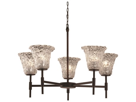 Justice Design Group Veneto Luce 5-Light Bronze Glass Bell Chandelier