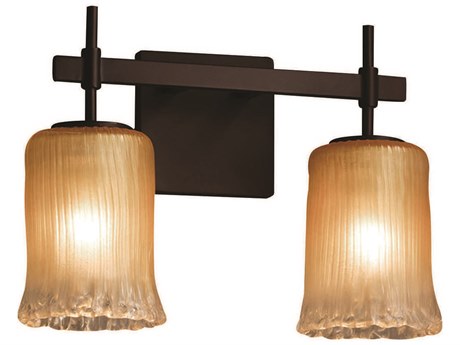 Justice Design Group Veneto Luce 2-Light Bronze Glass Vanity Light