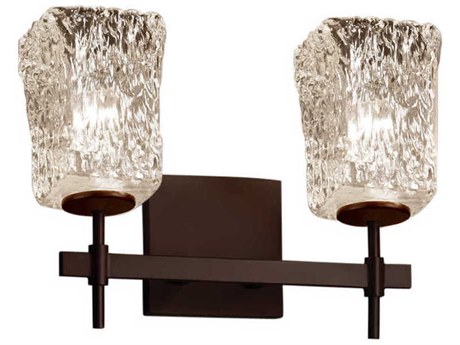 Justice Design Group Veneto Luce 2-Light Bronze Glass Vanity Light