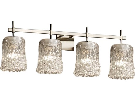 Justice Design Group Veneto Luce 4-Light Nickel Glass Vanity Light