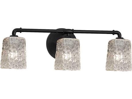 Justice Design Group Veneto Luce 3-Light Black Glass Vanity Light